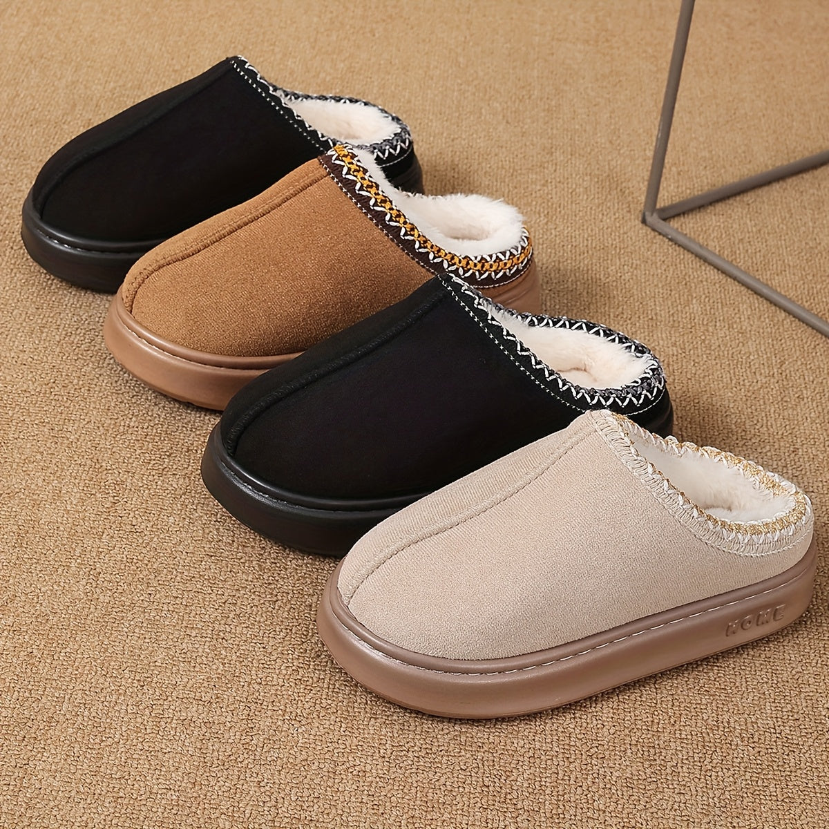 Juftlik uchun qulay bir rangli shlyapa qattiq rangli qishda mo'ljallangan, mo'rt va yopishqoq EVA taglik bilan, sirpanishga qarshi