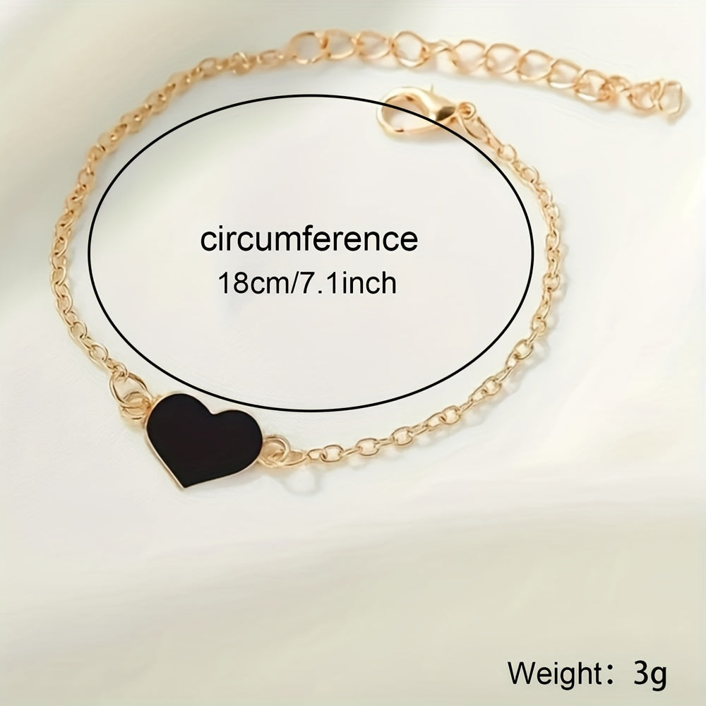 Set of 5 Women's Rhinestone Quartz Watches with Leather Bands and Heart Jewelry Set