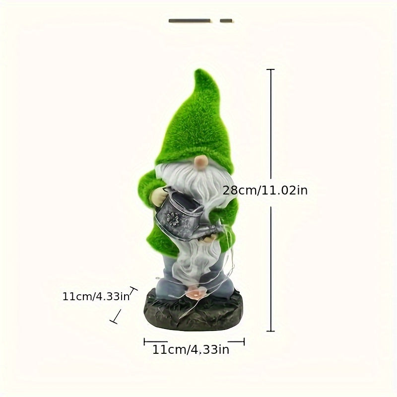 Resin Garden Gnome with LED Lights Solar Powered Outdoor Yard Decor