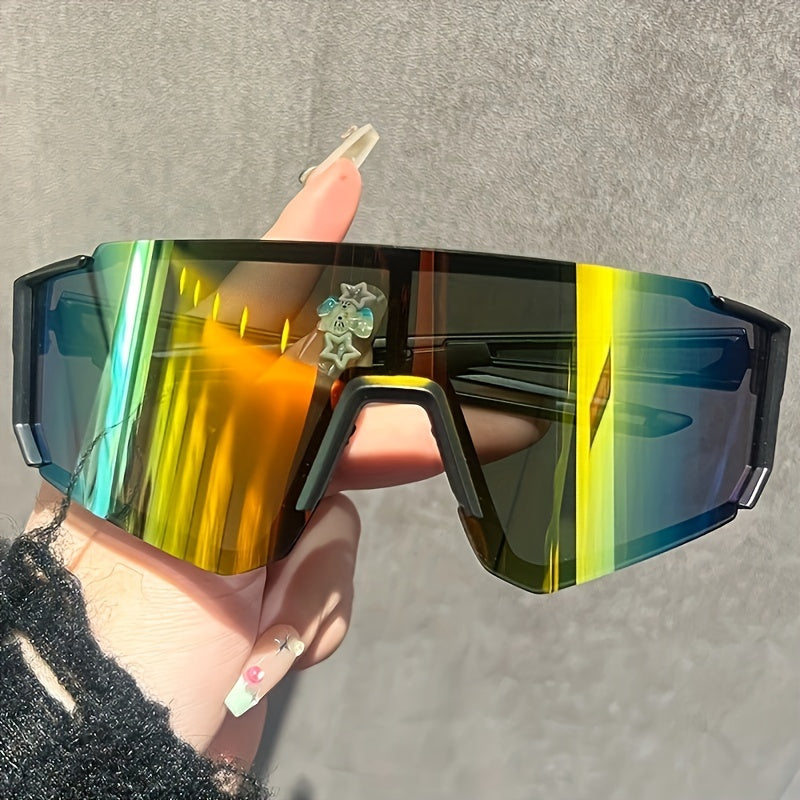 Women's Sports Cycling Sunglasses Large Frame Ink Coating Metal Hinge