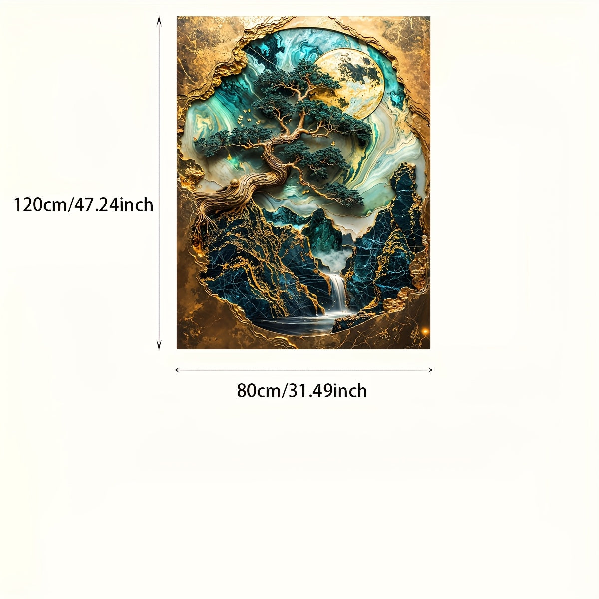 Frameless Gold Abstract Canvas Wall Art for Bedroom Living Room Decor 80x120cm