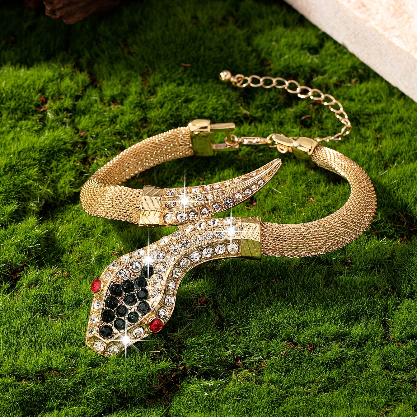 Rhinestone Snake Bracelet Zinc Alloy Elegant Daily Wear Gift