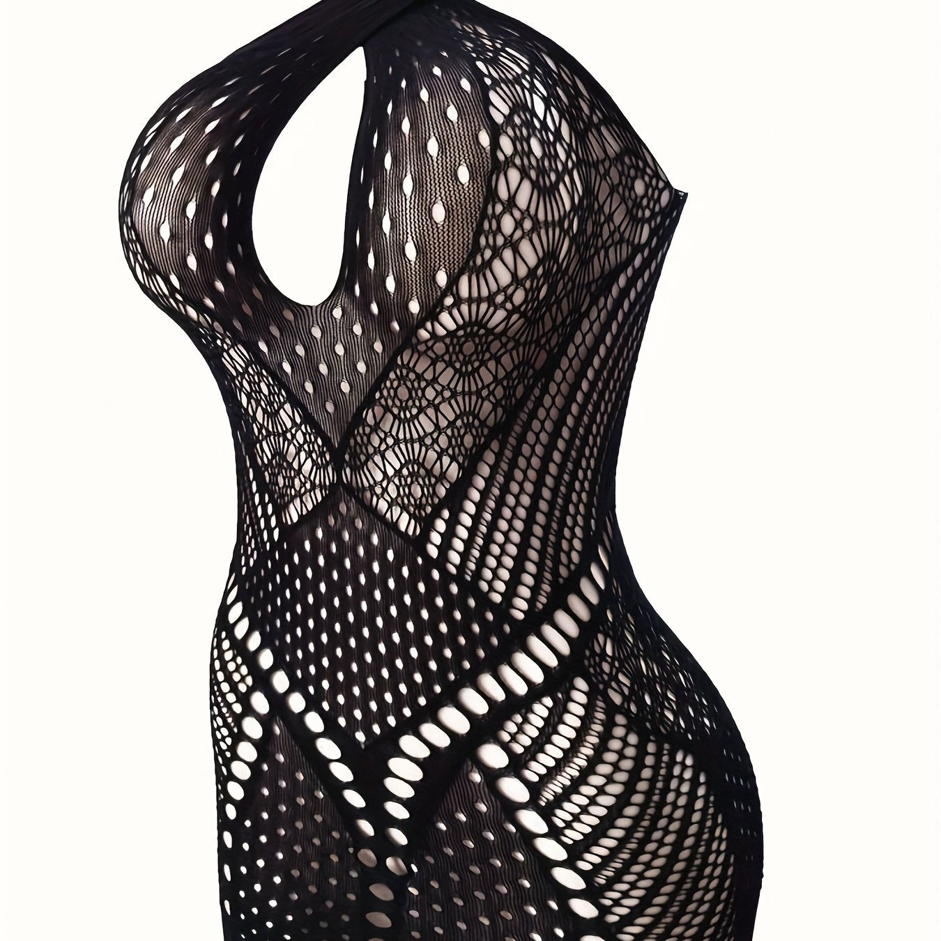 Sexy Lace Mesh Bodycon Dress for Women Hollow-Out Spaghetti Straps Knitted Fabric Nightclub Wear
