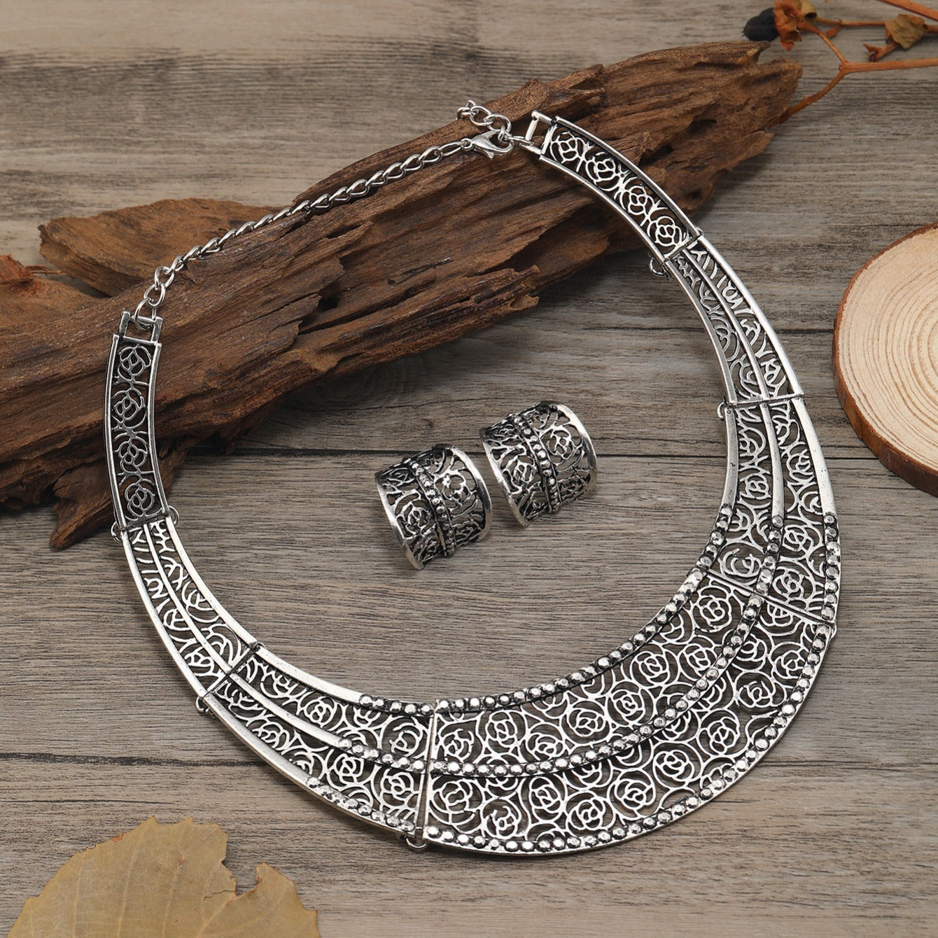 Стильный набор винтажного ожерелья и серег, 3-частный комплект чокера и серег, популярный аксессуар на продажу