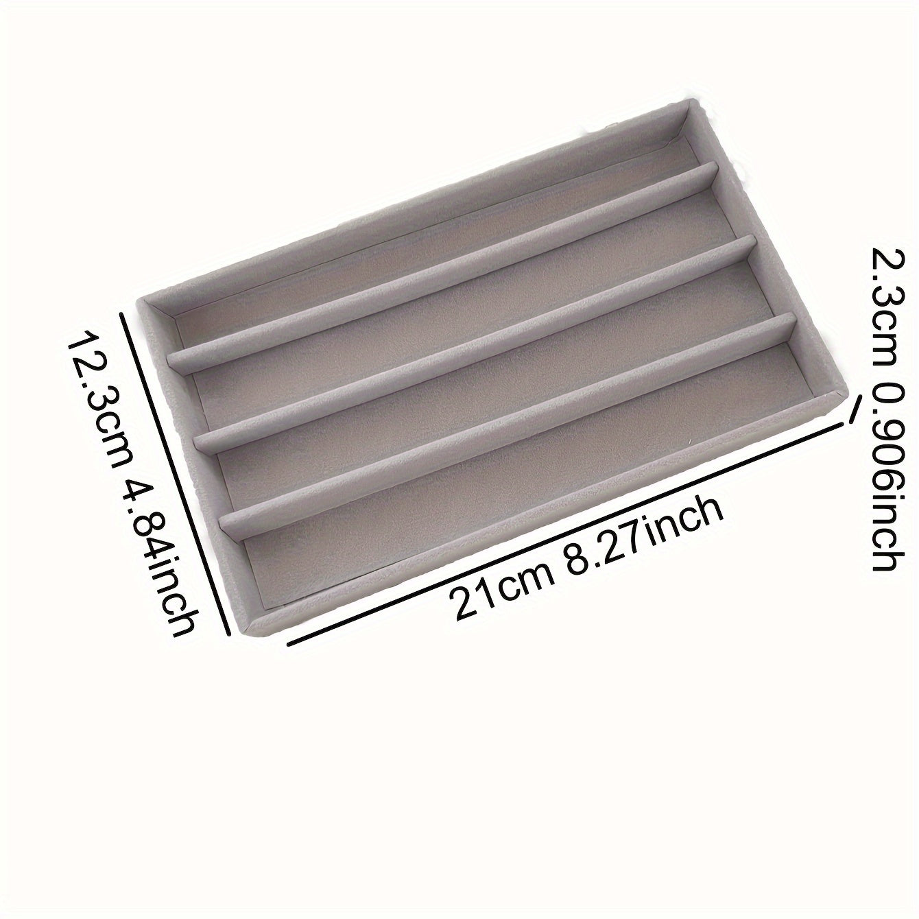 Bandeja organizadora de joyas para cajón, beige y gris, almacenamiento de pendientes y anillos con ganchos