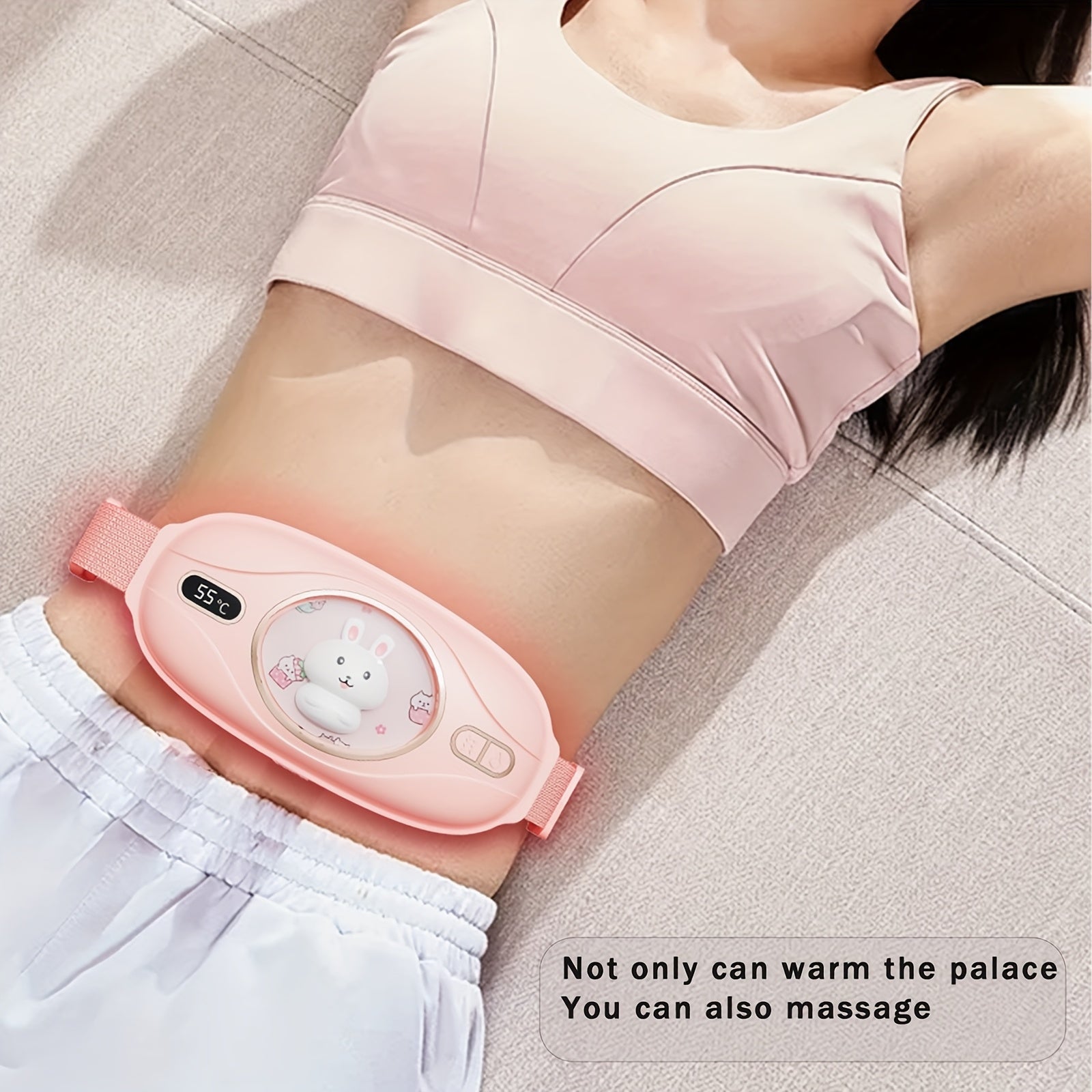 Vibrating Heating Massage Belt for Waist with Five Speeds USB Rechargeable Abdominal Massager