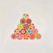Vintage-Style Painted Wooden Buttons with 2 Holes for Crafting and Sewing