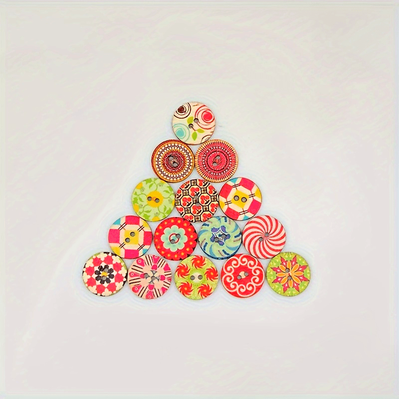 Vintage-Style Painted Wooden Buttons with 2 Holes for Crafting and Sewing