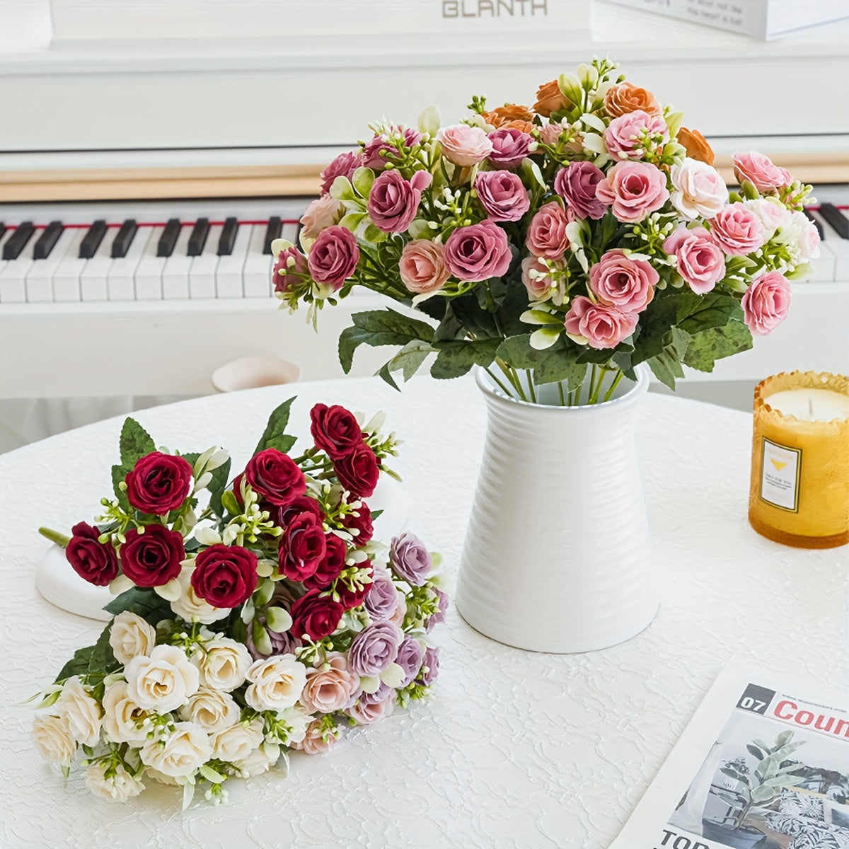 Artificial Rose Bouquet for Weddings Birthdays Home Decor 12 Stems