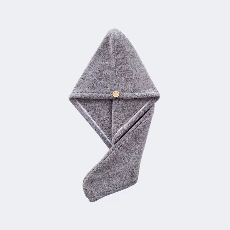 Microfiber Hair Towel with Button for Curly Hair Fast-Drying Anti-Frizz in Grey Camel Brown