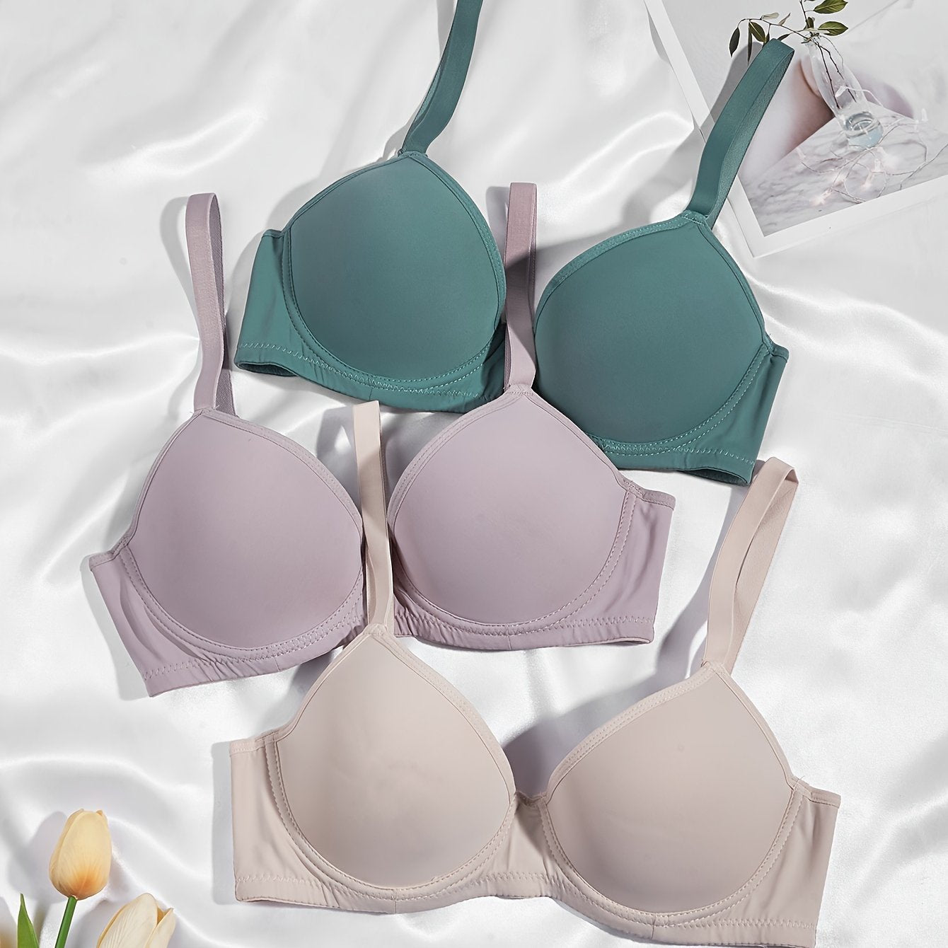 Women's T-Shirt Bras Breathable Cotton Push Up Lingerie Set