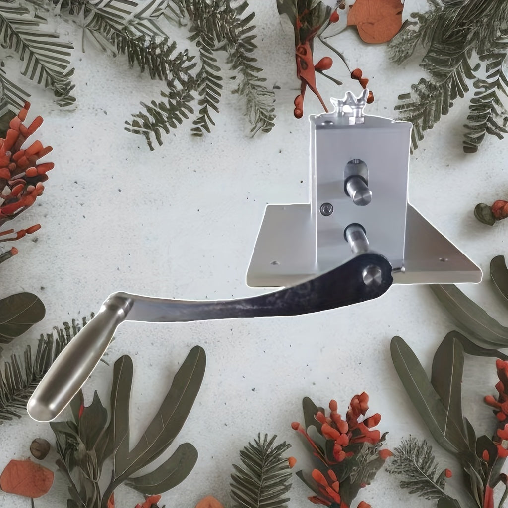 Hand-Cranked Squid Press Stainless Steel Texture for Seafood Preparation