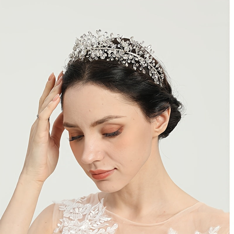 Handcrafted Rhinestone Bridal Headbands with Tiara Accents and Veil Accessories