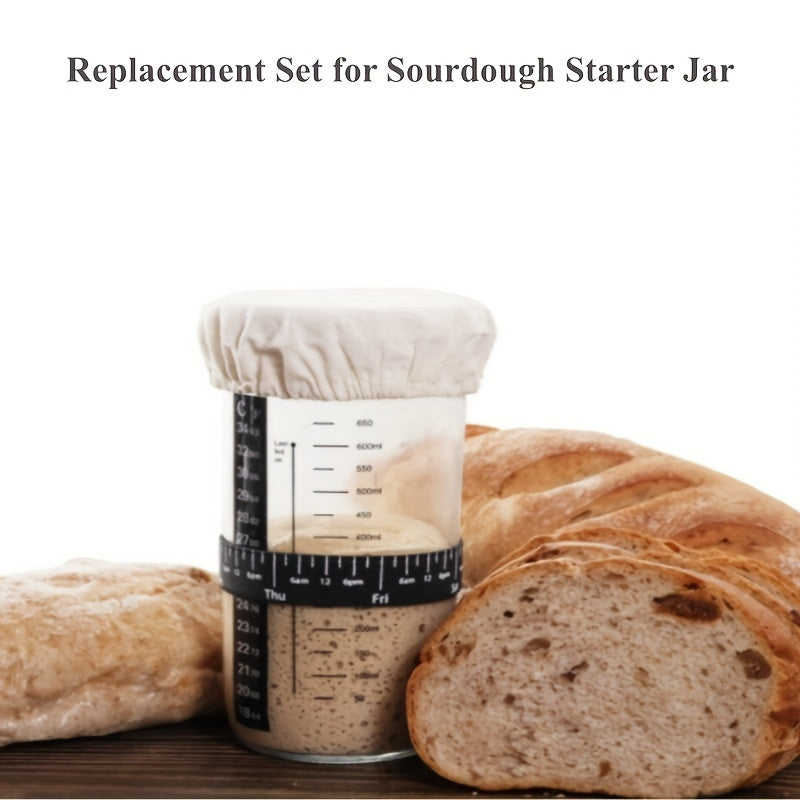 Sourdough starter'ingizni harorat o'lchagichi va sana bantlari bilan ikki to'plam idish to'plami bilan almashtirish to'plami aksessuarlarini yangilang.
