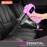 Aspiradora portátil para coche con succión y soplado 2 en 1, recargable con batería de litio