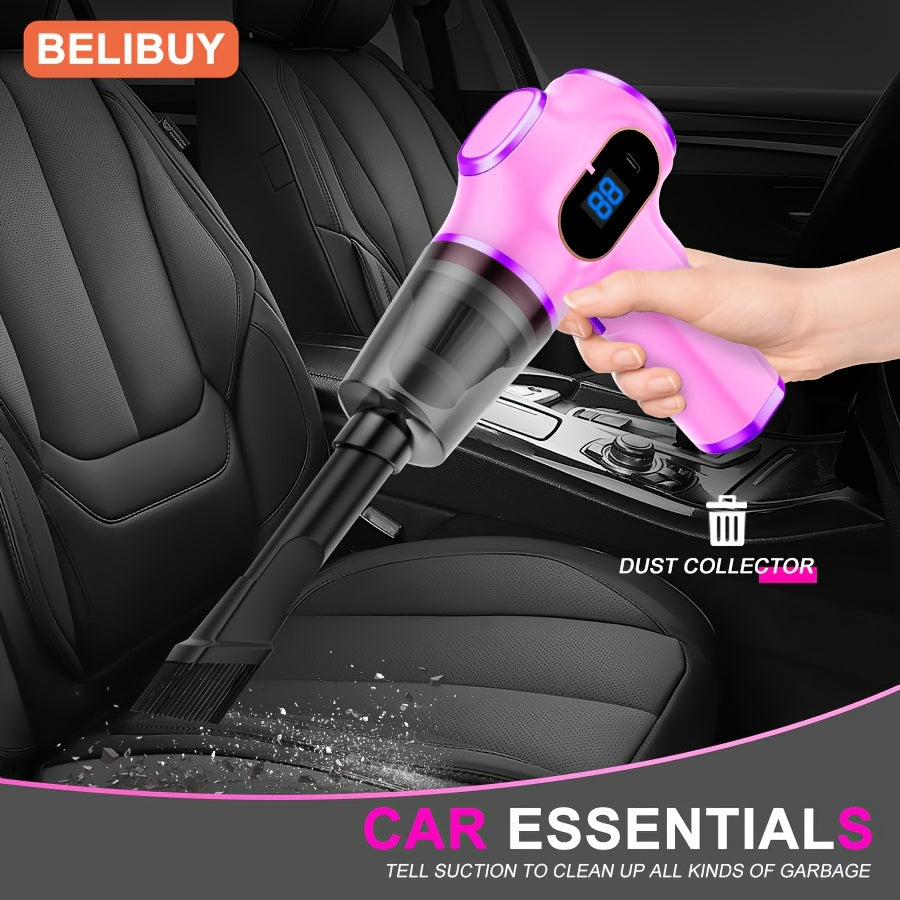 Aspiradora portátil para coche con succión y soplado 2 en 1, recargable con batería de litio