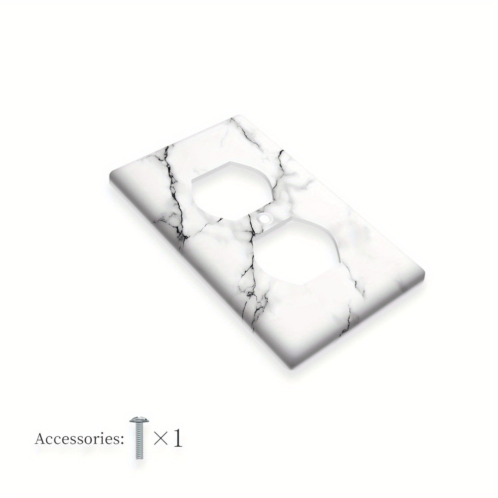 Marble Print Switch Plate Cover in White and Gray Easy to Clean Wall Decor