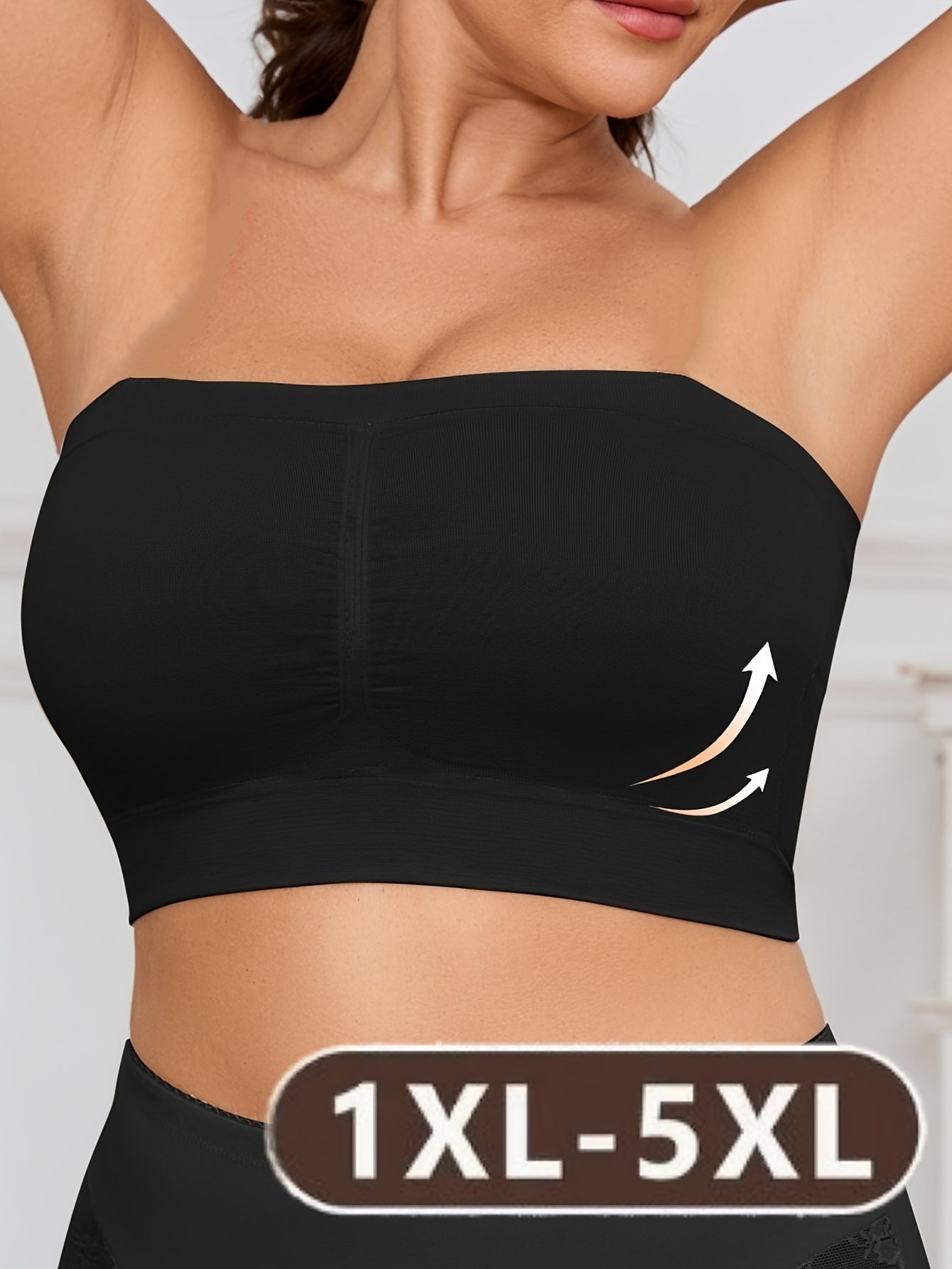 Women's Plus Size Strapless Sports Bra Pack of 6 Breathable Removable Padding