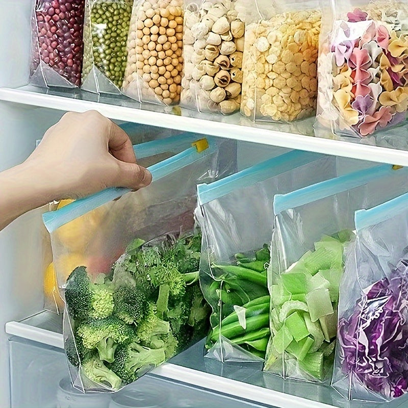 10 ta Qayta Ishlatiladigan Oziq-ovqat Saqlash Sumkalari - Aniq, O'z-o'zidan Mühürlanuvchi Ziplock Pochta Sumkalari Mevalar, Sabzavotlar, Go'shtlar va Donlar uchun - Oshxona Tashkiliy Buyumlari uchun Zaruriy Narsalar