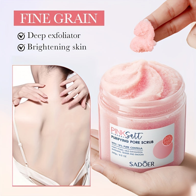 240g SADORER Himoloy Qizil Tuz Scrub, Barcha Terilar Turi uchun Chuqur Tozalash va Yumshoq Eksfoliatsiya bilan Uniseks- kattalar uchun Tana Scrub.