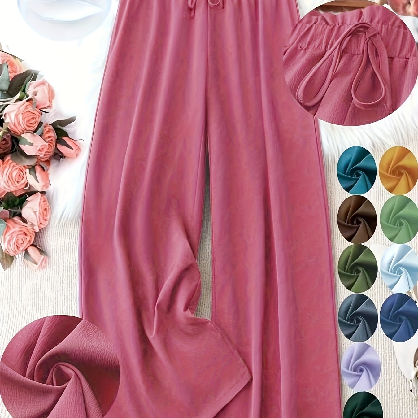 Plus Size Women's Fashion Pants Elastic Waist Plus Size Casual Trousers