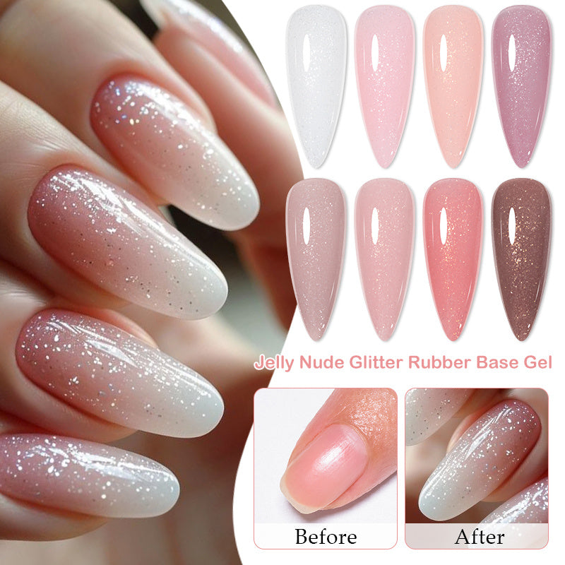 7ml Shimmering Nude Glitter Gel Nail Polish UV LED Soak Off Unscented