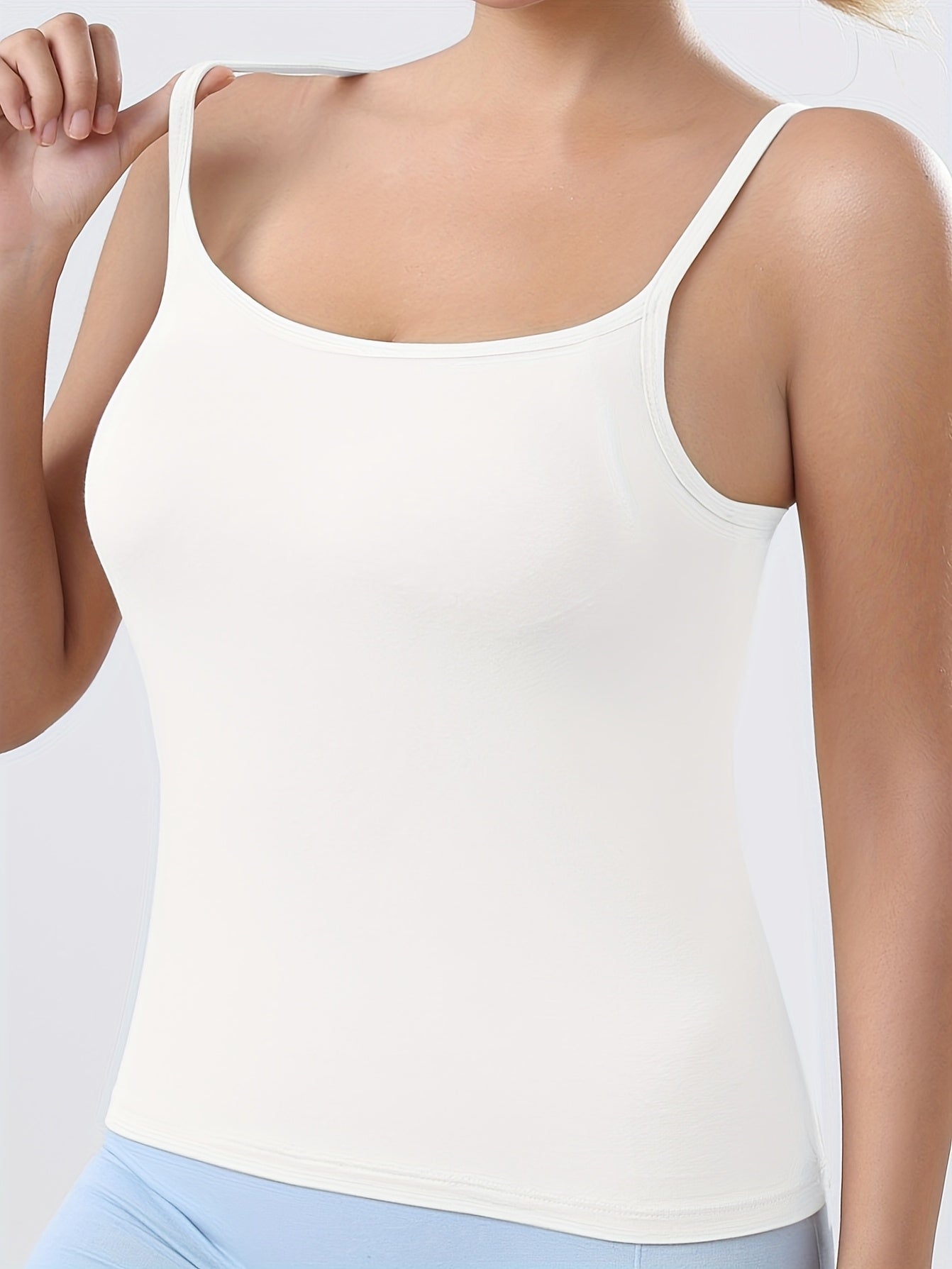 Plus-Size Women's Breathable Adjustable Strap Vest with Built-in Bra Pad