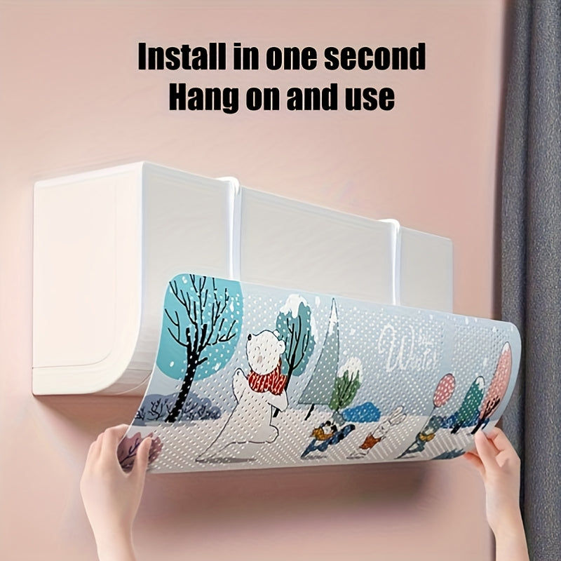 Настенный дефлектор для кондиционера с дизайном снеговика и сосны, легкий в использовании, прочная пластиковая крышка вентиляции для дома/офиса, блокирует холодный воздух и повышает комфорт внутри помещения, круглогодичный