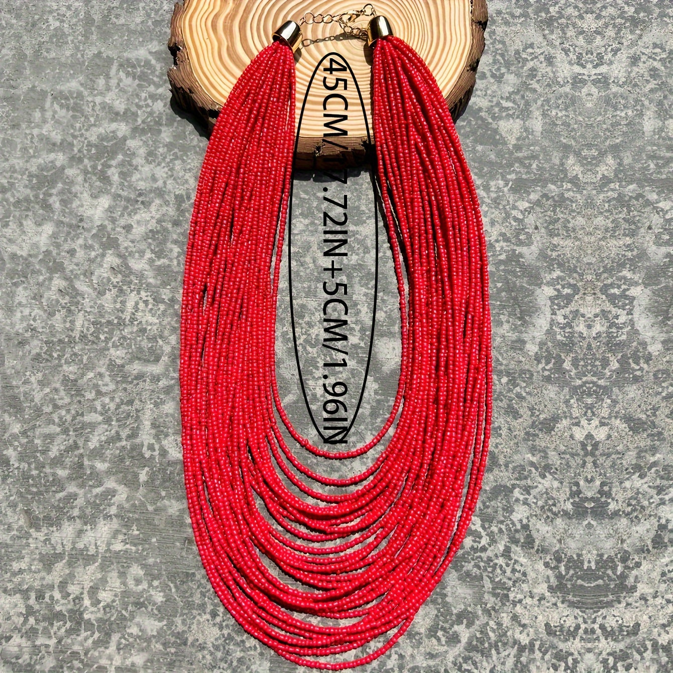 Boho Red Rice Bead Multilayer Necklace for Women