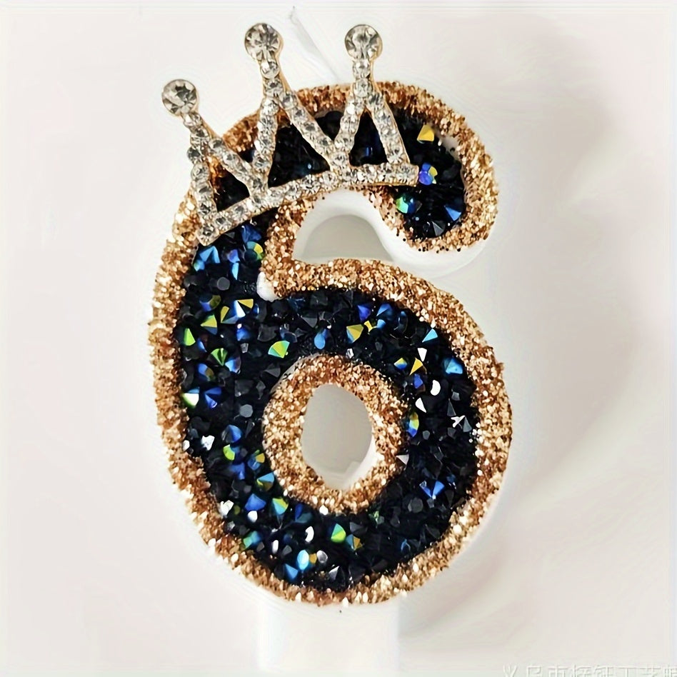 Bayramlar uchun Oltin va Ko'k Yaltirash bilan Qora Olmos Taxtasi Tug'ilgan Kun Shami