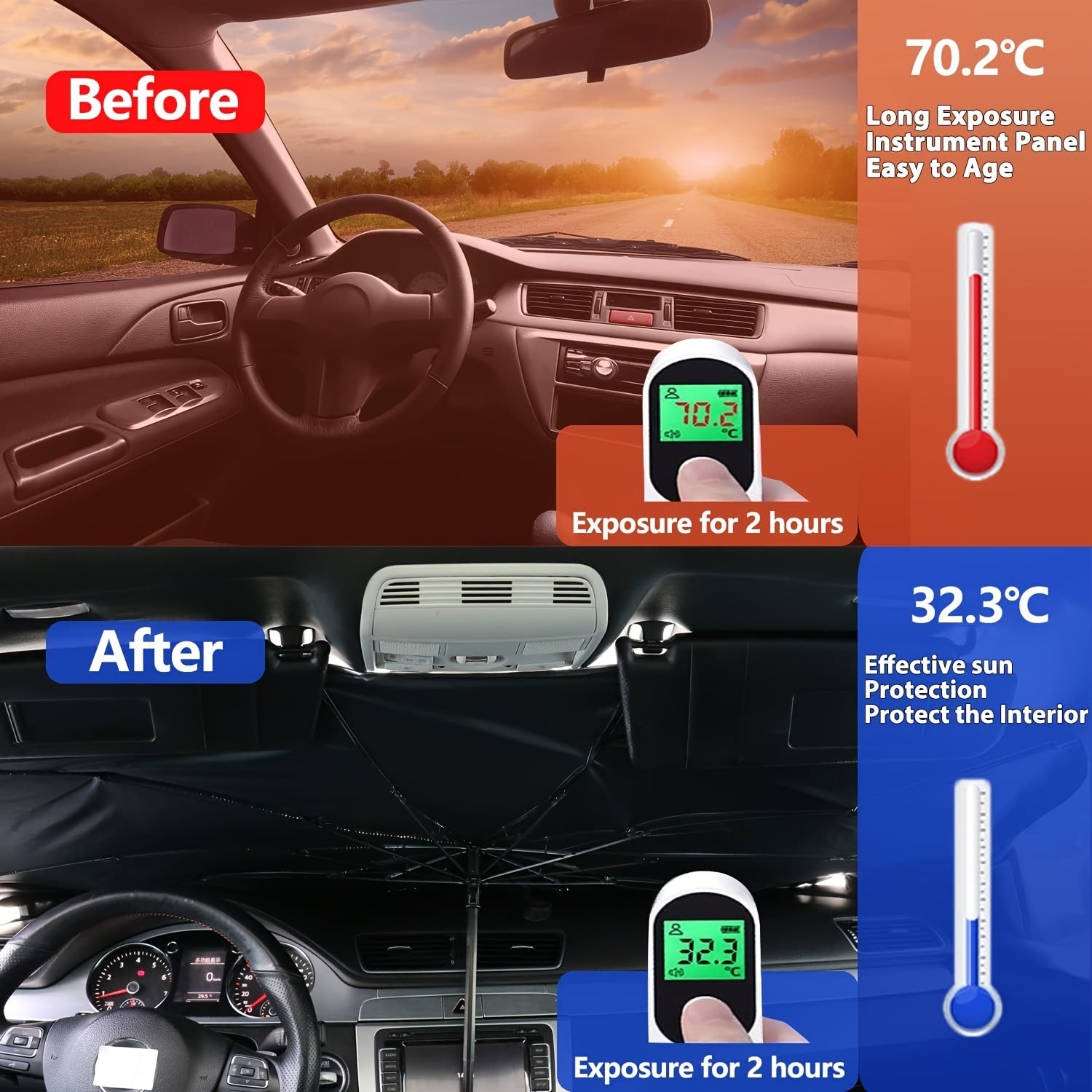 Car Sunshade Umbrella Foldable Windshield Sunblock Vehicle-Mounted Shade