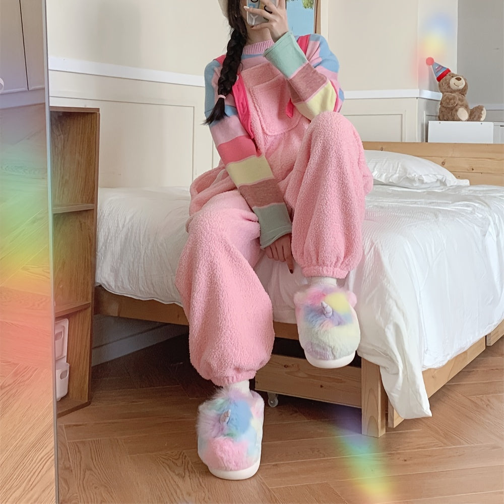 Women's Fluffy Plush Slip-On Slippers Winter Warm Non-Slip Shoes