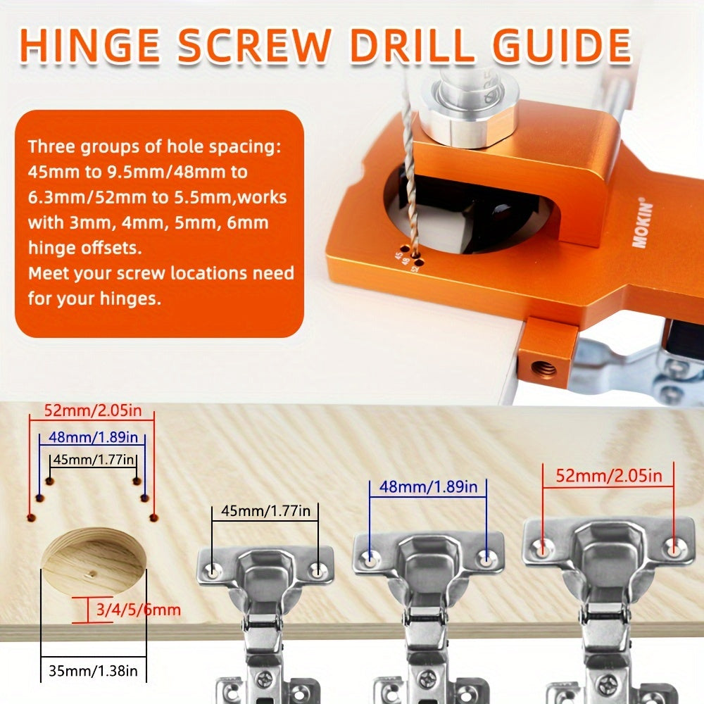 Adjustable Aluminum Cabinet Door Boring Jig for 35mm Hinge Hole Drilling Woodworking Tool