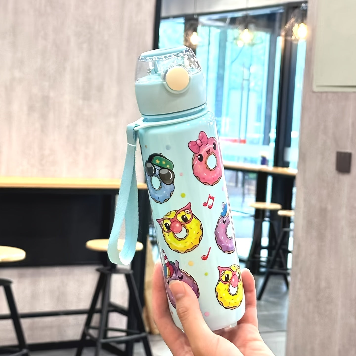 Cute Donut Design Water Bottle 700ml BPA-Free High-Temp Resistant Portable Leak-Proof Outdoor Use