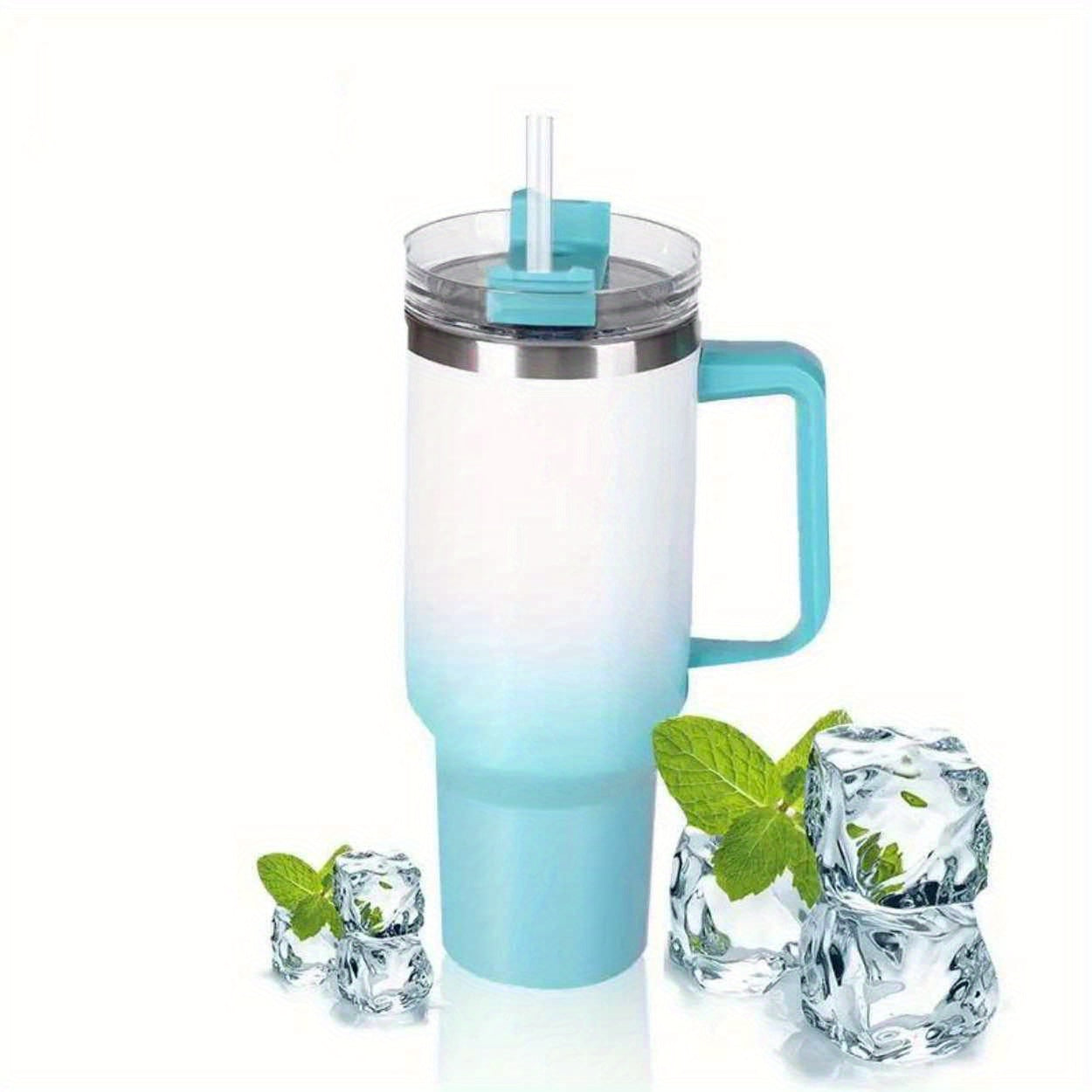 Rainbow Gradient 40 oz Insulated Travel Mug with Handle and Straw