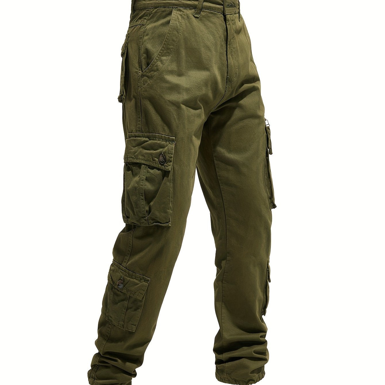 Men's Plus-Size Cotton Cargo Pants with 8 Pockets for Outdoor Activities