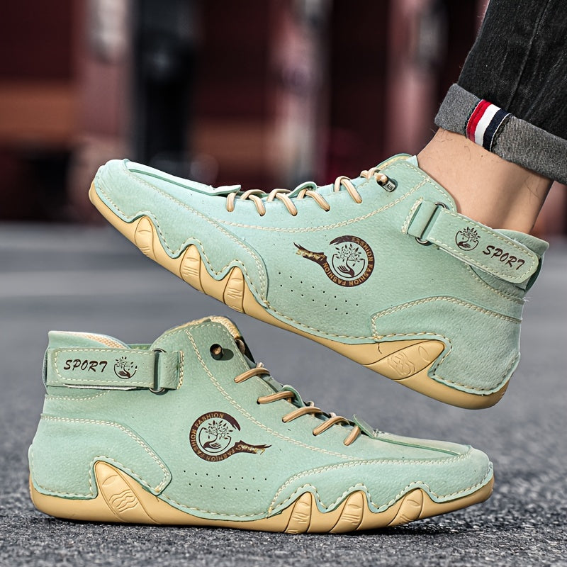 Men's Animal Print Lace-Up Ankle Sneakers with Breathable PU Lining and Non-Slip Rubber Sole in Multiple Colors