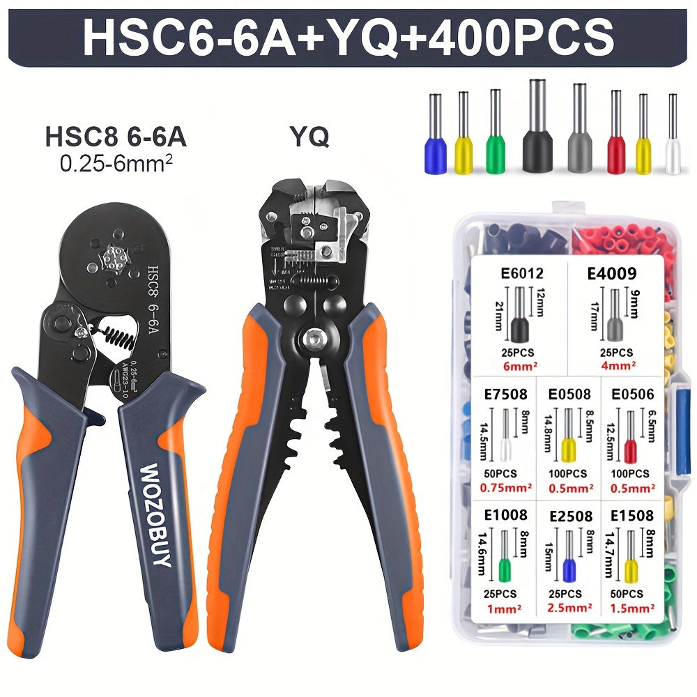 Ratchet Crimping Tool Set with Wire Stripper and Pliers Carbon Steel No Power Needed