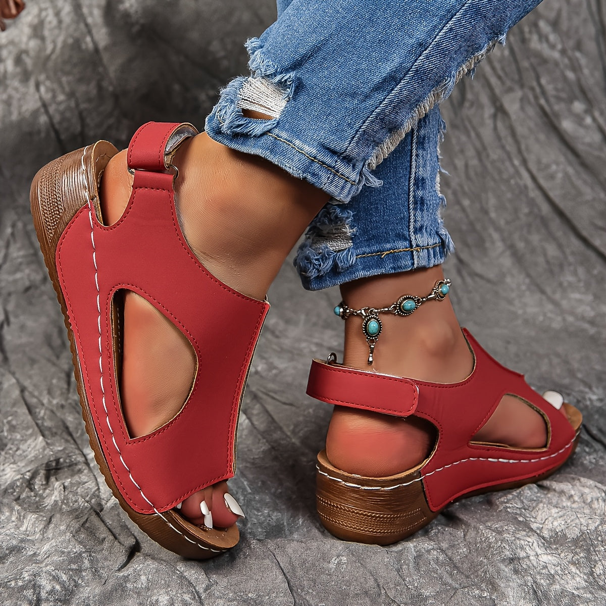 Peiresa Ayollar uchun Bir Rangli Wedge Sandallar, Bilak Strap bilan, Yoz uchun Qulay Kesilgan Dizayn, Bir Necha Ranglarda Mavjud