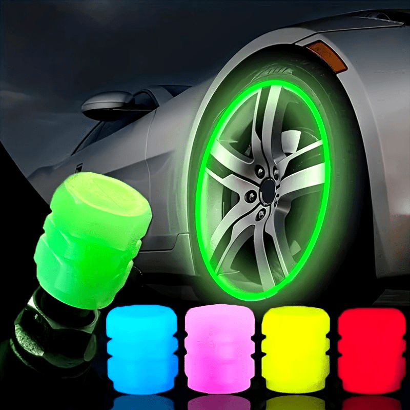 Glow in Dark Plastic Tire Valve Stem Caps for Cars Bikes Motorcycles Pack