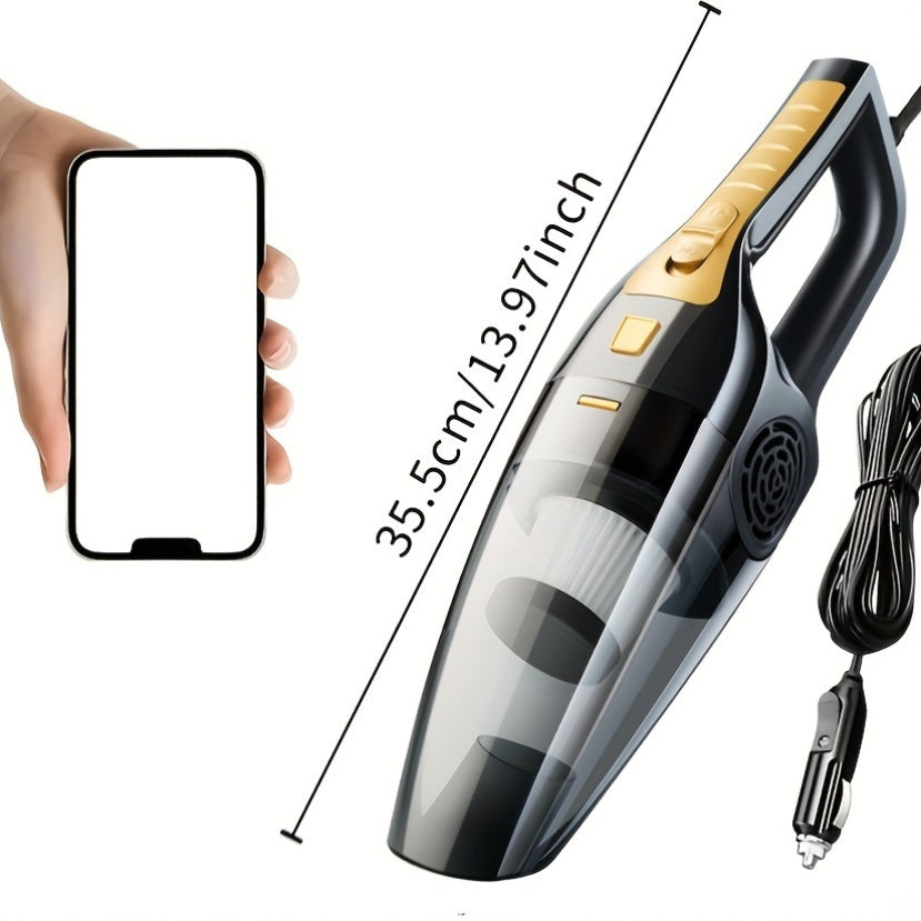 Ручной автомобильный пылесос с всасыванием 4KPa, мощностью 100 Вт, контейнером для пыли 0,3 л, шнуром 5 м, без аккумулятора