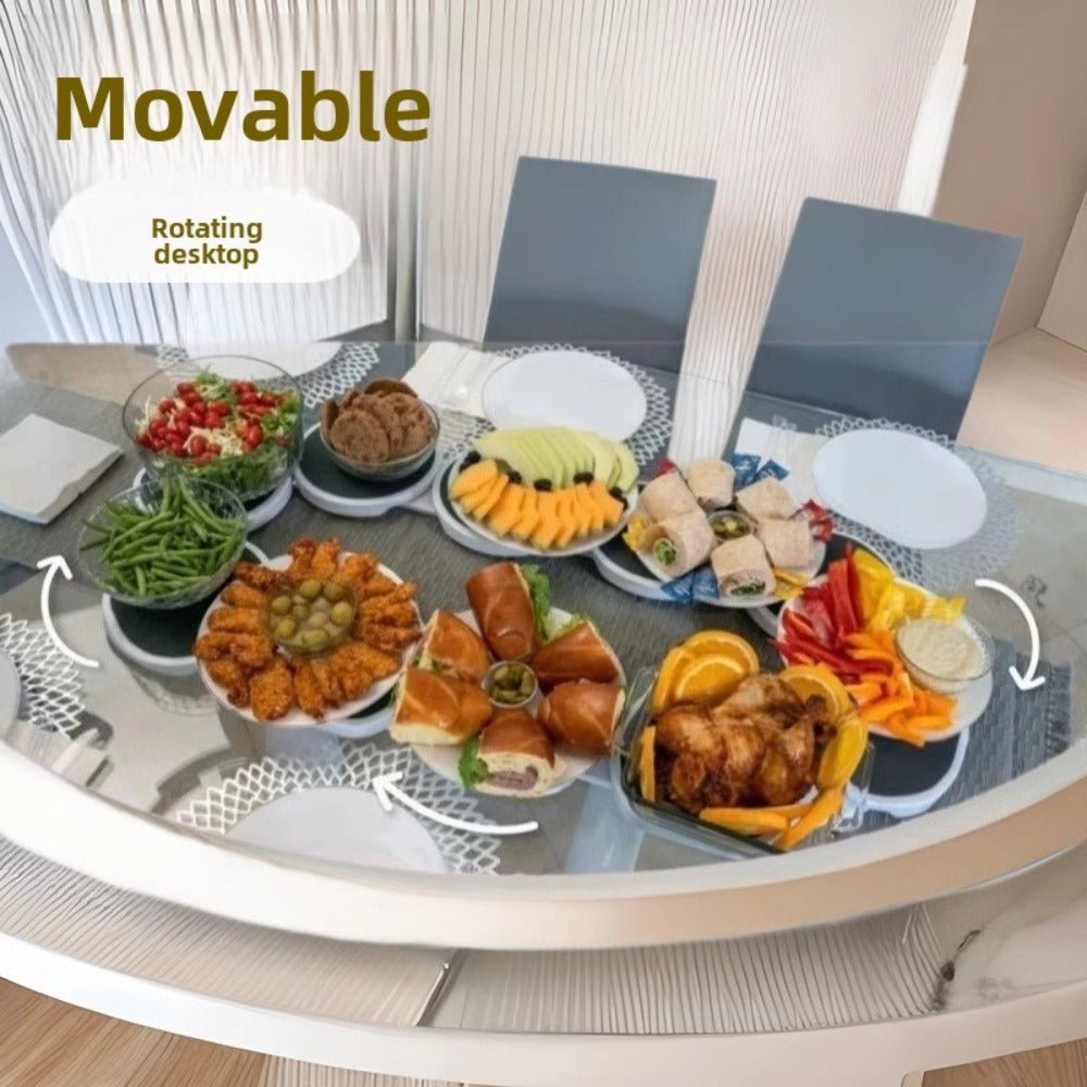 White Plastic Rotating Tray Expandable for Kitchen and Dining Room