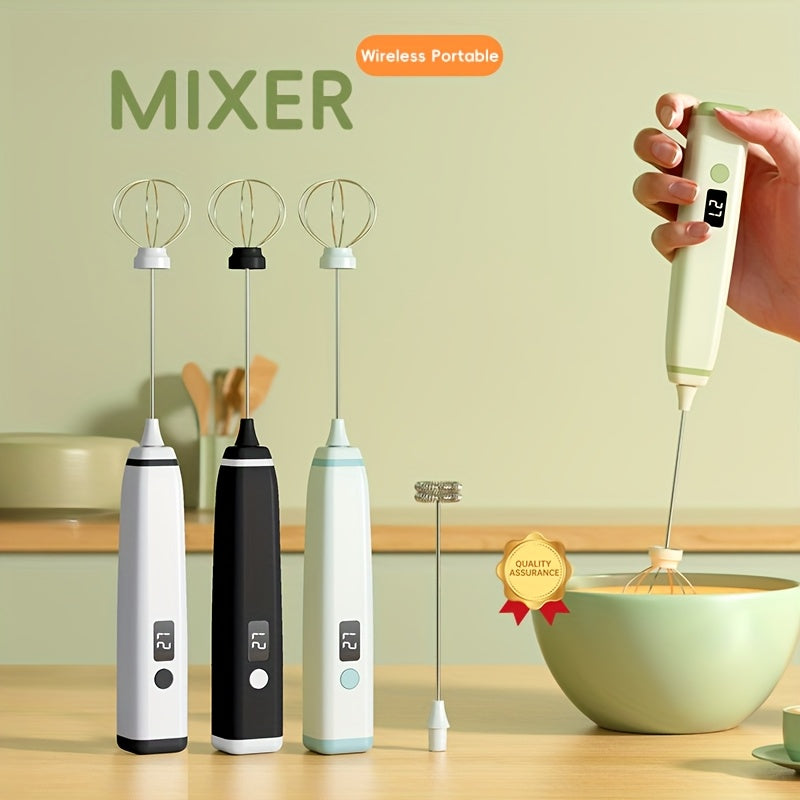 Electric Handheld Mixer with Digital Display 3-Speed Whisk for Eggs and Cream