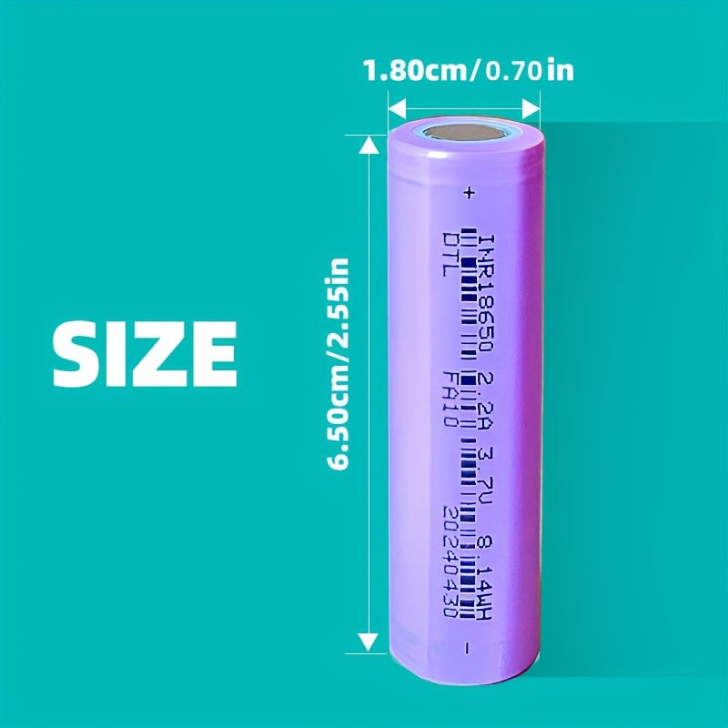 High Capacity 18650 Lithium Battery 3.7V 2200mAh Flat Top for Small Electronics