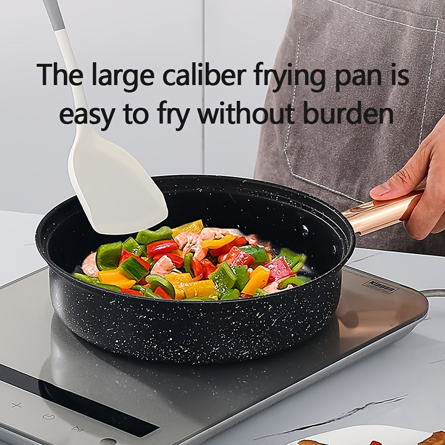 12-Piece Stainless Steel Non-Stick Cookware Set with Gold Handles and Silicone Utensils