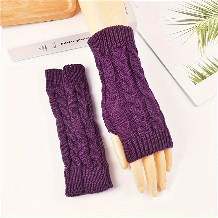 Unisex Acrylic Fingerless Arm Warmers for Casual Wear Touchscreen Compatible
