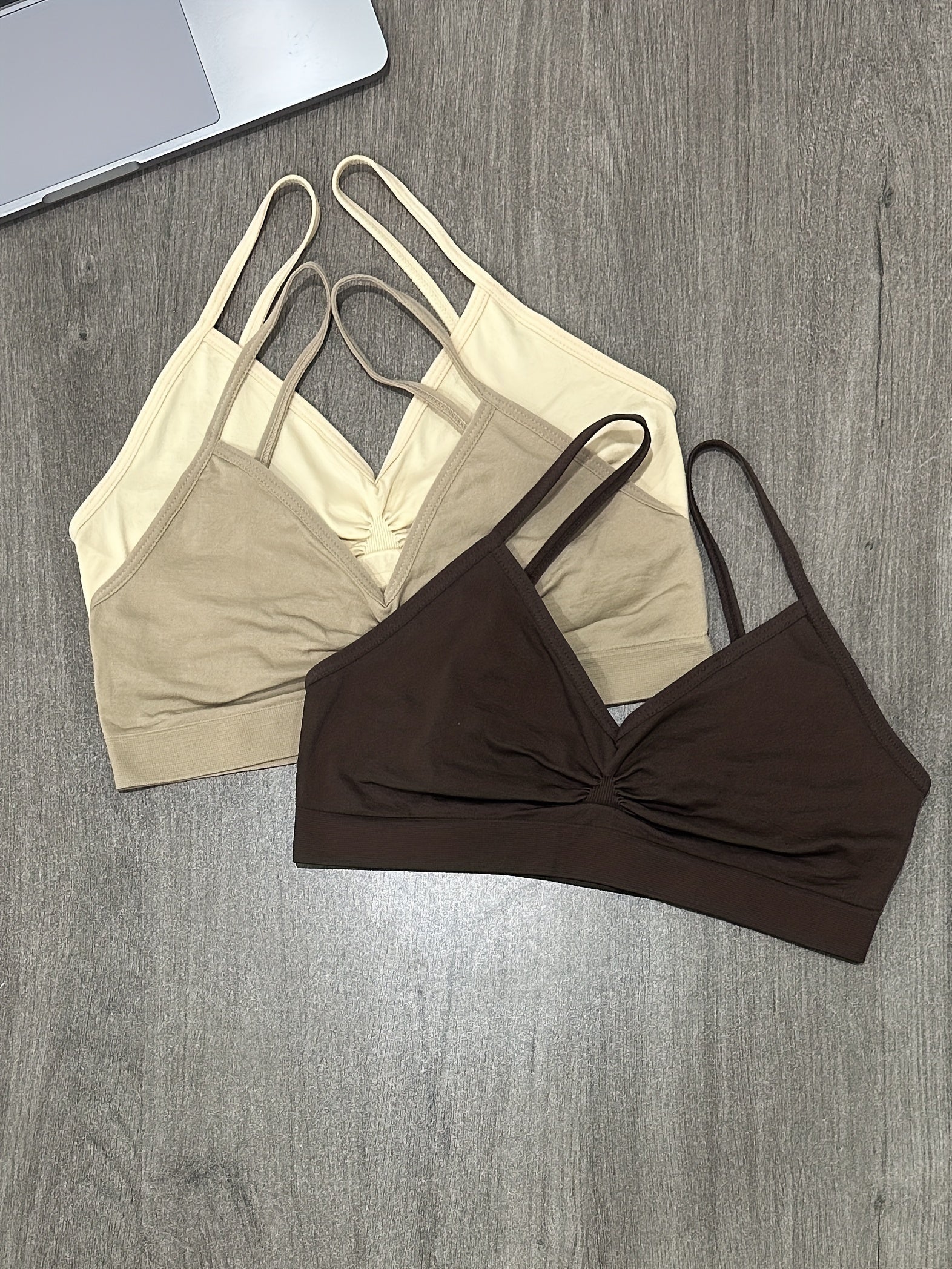 Women’s 3-Pack Seamless Bralettes Soft Stretch Knit No Underwire Padded Solid