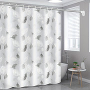 Leaf Pattern Shower Curtain Waterproof Durable Plastic Hooks Grommets Bathroom Decor