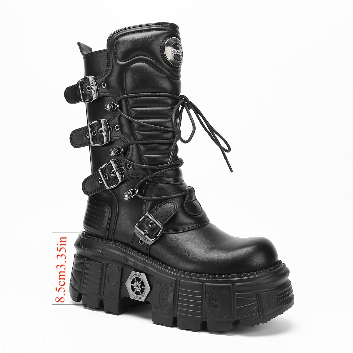 Women's Gothic Cyberpunk Combat Boots Solid Color All-Season Platform Heel