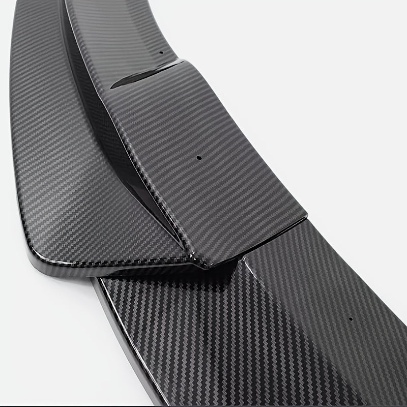 Front Bumper Lip Splitter Carbon Fiber Style for Tesla Model Y and 3pcs Gloss Black